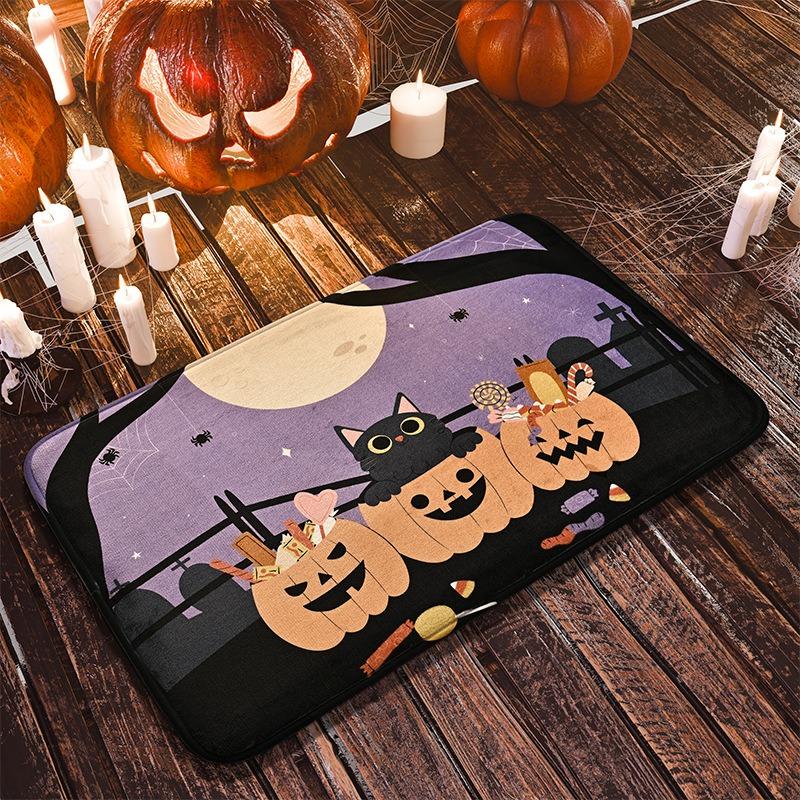 Halloween Bloody Handprint Scary Print Flannel Fleece-like Absorbent Non-Slip Indoor Carpet Rug Door Mat Bath Mat Home Decor