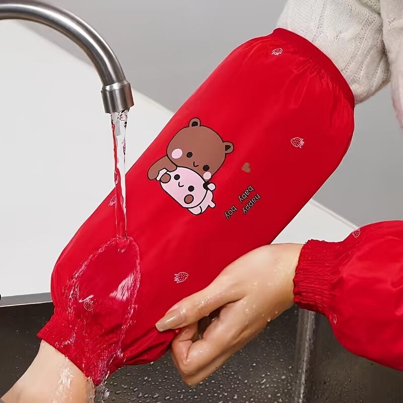 

Женские водонепроницаемые и маслостойкие чехлы на руки с длинным рукавом, защитные рукава для уборки дома, водонепроницаемые рукава для защиты рук красный