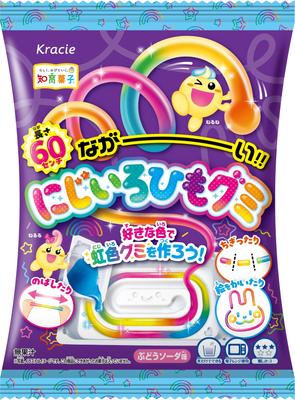 Kraciefoods Dlouhá duhová šňůrka Gummy Hroznová soda Příchuť Vzdělávací hračka ze sladkostí/potravin [V krabici/Sada 7]