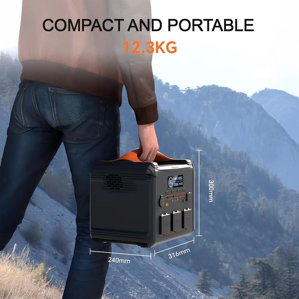 NEWSMY S1210 Station d'énergie portable 2000W, Crête 3000W, Batterie LiMnFePO₄ 1102,5Wh, Charge rapide AC 1300W, Générateur solaire MPPT