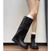 Two Thick-soled Small Men Wear Removable Boots for Women's 2025 New Versatile Pleated But Knee Trousers Knight Boots