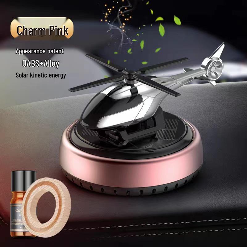 Solar-Powered Rotating Helicopter Car Air Freshener with Light Sensor