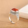 Adjustable Open Ring Women Men Vintage Red Agate Square Geometric Band Minimalist Boho Finger