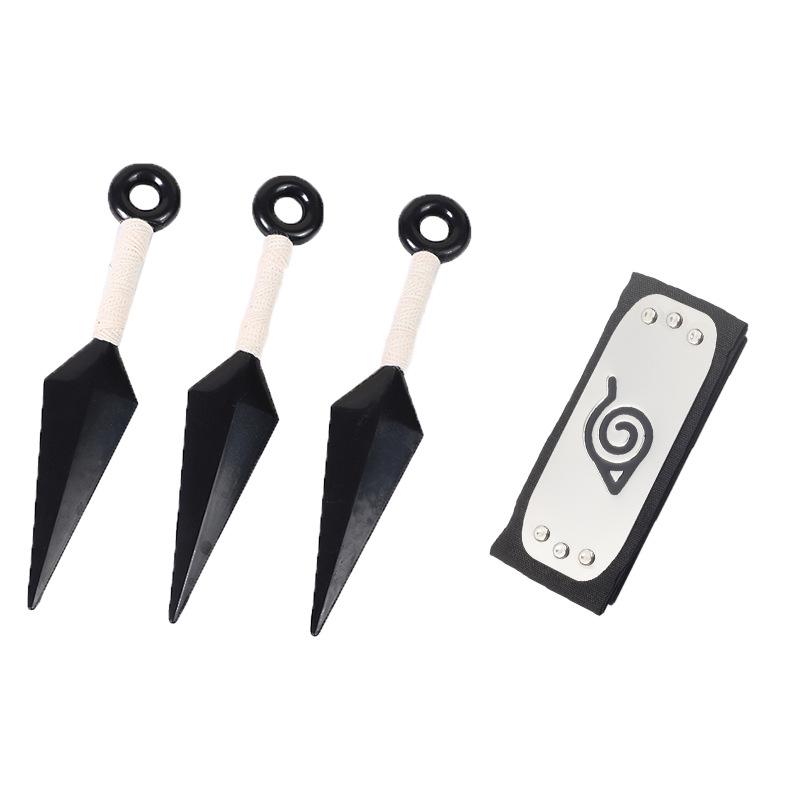 Available: Kakashi Mask, Naruto Kunai & Shuriken, Konoha Headband Set