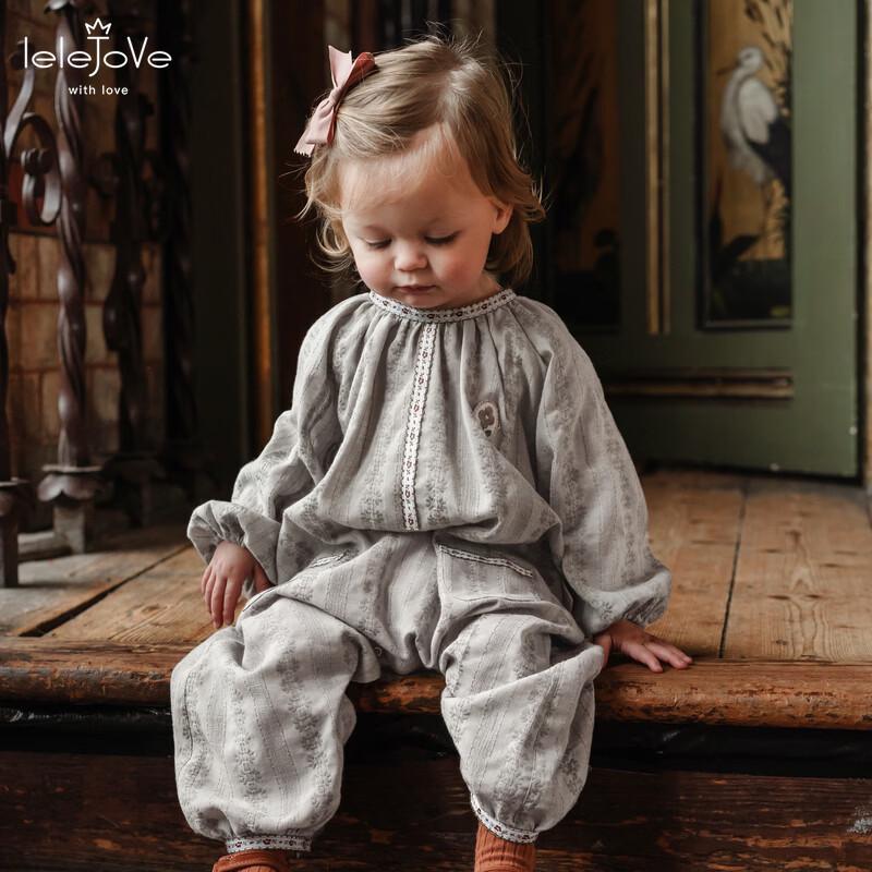 

LELE JOVE Baby Girl Nordic Lace Collar Romper 90
