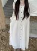 Korean Pleated Long-sleeved Dress Women's Early Autumn New Design Sense High Waist Loose Long A-shaped Skirt Tide
