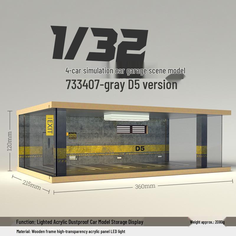 

Деревянный гараж для моделей автомобилей с подсветкой - Трансграничная симуляция Пылезащитный чехол 1:32 Сценические украшения.