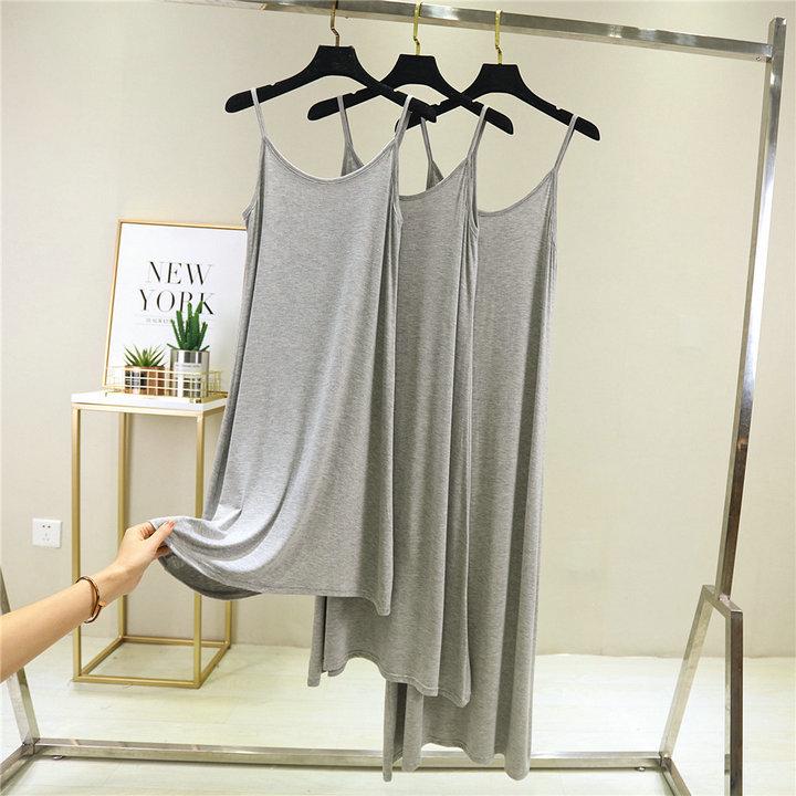 Women's Sleeveless Modal Cotton Slimming Midi Dress - Plus Size, Summer Round Neck Layer Slip