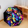 1 PC Automatic Folding Umbrella - Colorful Dogs Artwork Pattern, Portable & Foldable Design with 8 Ribs, Christmas Birthday Gifts