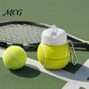 Reusable Hiking Bottle Spherical Collapsible Silicone Cup, Golf Ball Shaped Water Foldable Travel Cup with Push Design Flip Lid & Metal Carabiner,