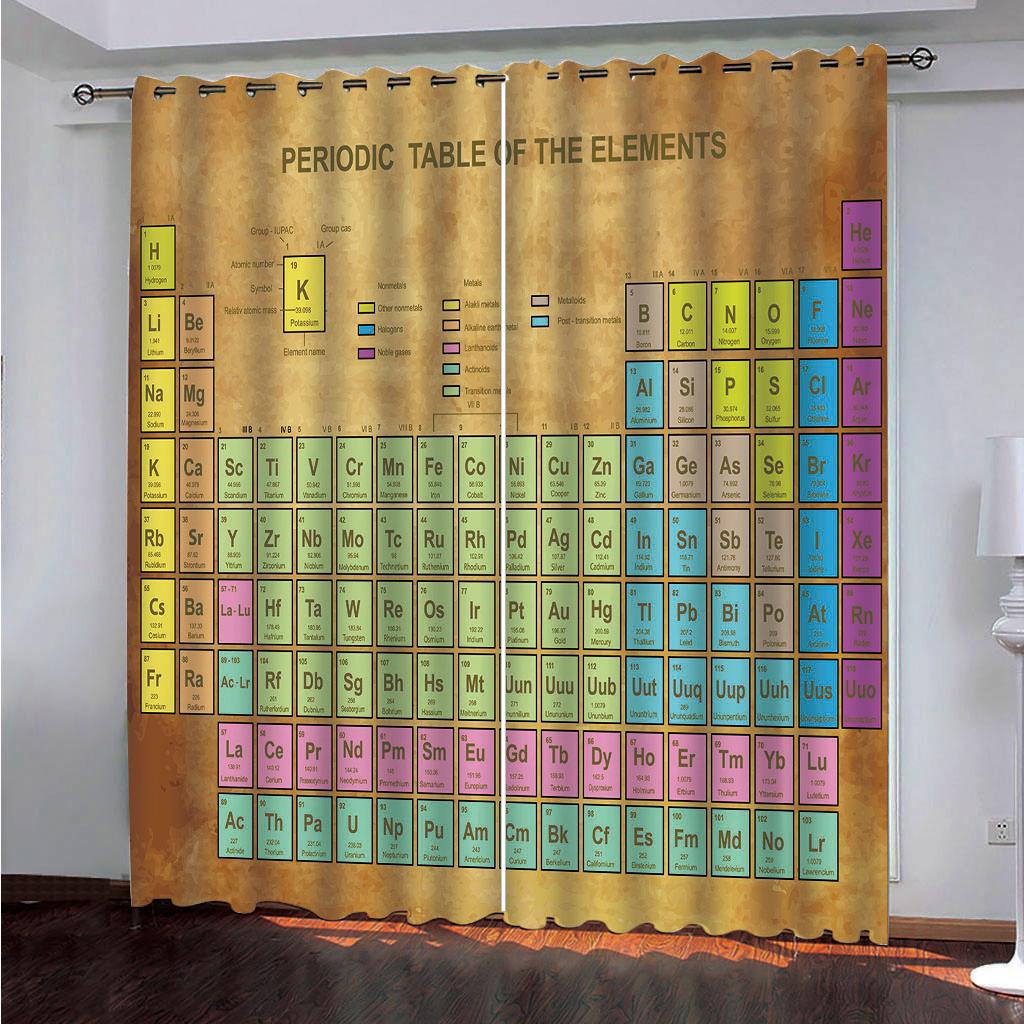 Periodic Table of Elements Colorful Window Curtains In Kids Bedroom Living Room Hall Treatments Kitchen Decoration Drapes Blinds