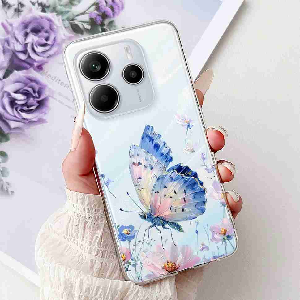 For Xiaomi Redmi Note 14 Pro 5G Case Beautiful Flower Heart Cover Soft Silicone Casing For Redmi Note 14 Note14 4G Cover Coque