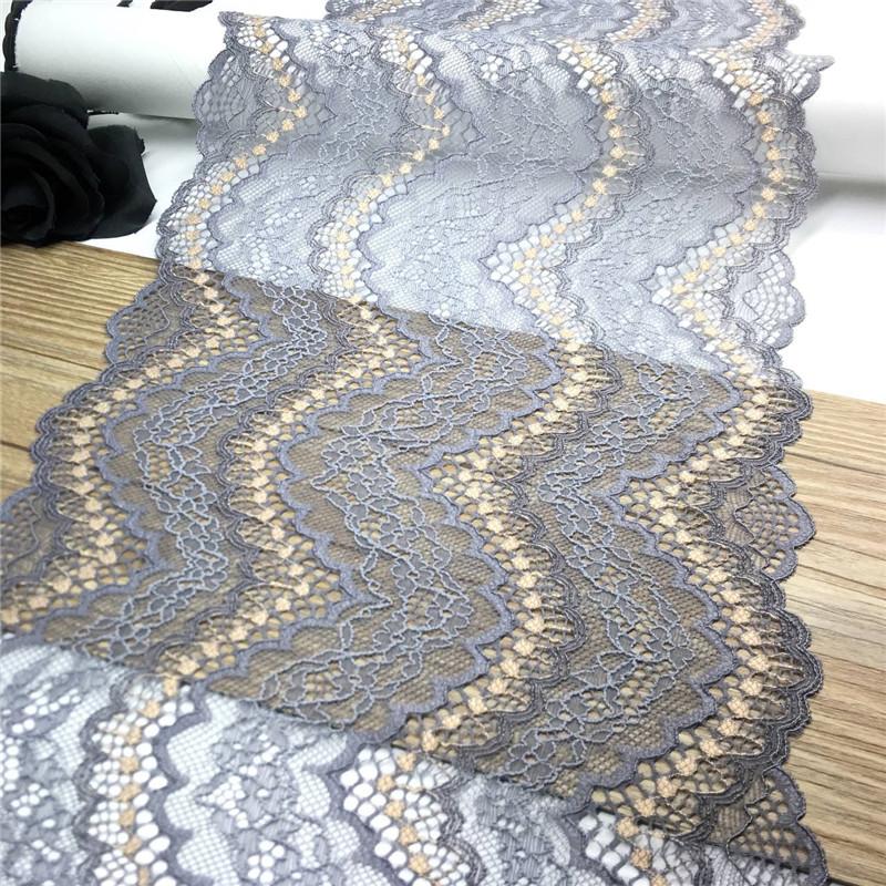 

Серый эластичный кружевной материал шириной 21,5 см, стрейчевое кружево из спандекса для нижнего белья, бюстгальтеров, одежды, шитья и рукоделия 1 meter x 21.5 cm серый/бежевый
