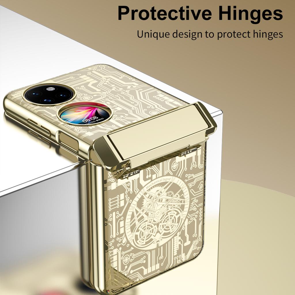 Mechanical Legend Series for Huawei P50 Pocket Electroplating Case Hinge Kickstand PC Cover