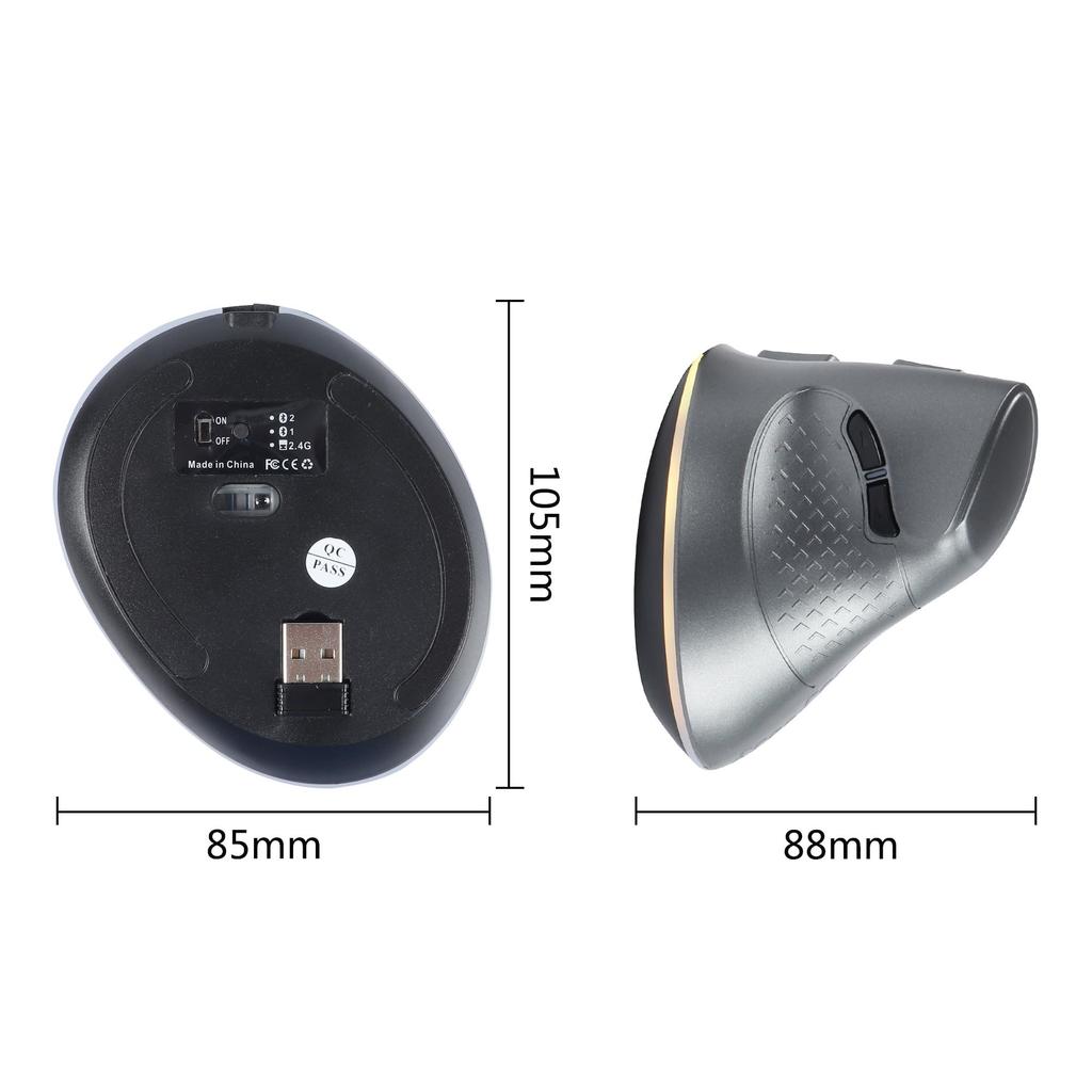 Vertical Bluetooth USB Large USB 7 3200 Cursor RGB Ergonomic Compatible with Mac Windows 8 and and Android Tablets Mouse, 5.1, Wireless, 3-Mode,
