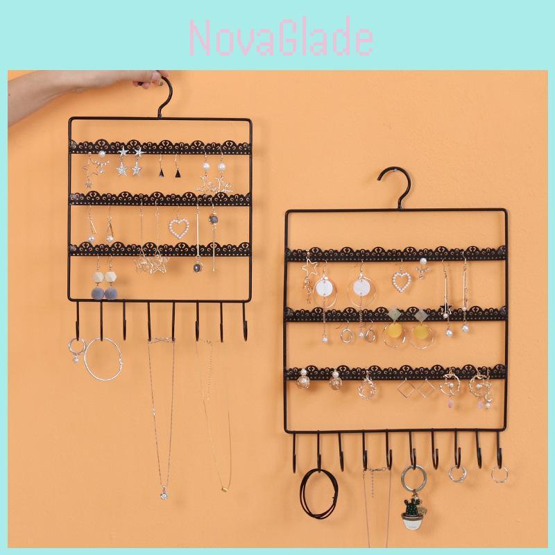 Luxury Metal Wall-mounted Jewelry Display Shelf For Girls' Princess Dressing Table Earrings Necklaces And Accessories Storage Rack