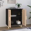 VidaXL Buffet Noir 60x30x70 cm Bois de pin massif et rotin naturel 345631