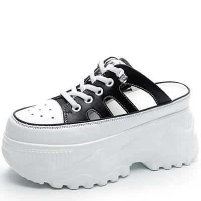 Damenschuhe mit runder Zehenpartie Mode Chunky Sneakers Damen Ballerinas Slipper Schlupfschuhe Super High Heels Plateau Vulkanisierte Schuhe 7.5CM