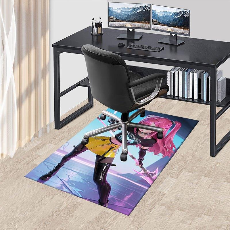 

Vivid Pink Hair Crop Top with Graphic Print Offic Chair Mat, K-pop Theme Carpet, Non-slip, Soft and Durable Leisure Rug for Interior Decora 60cm by 90cm