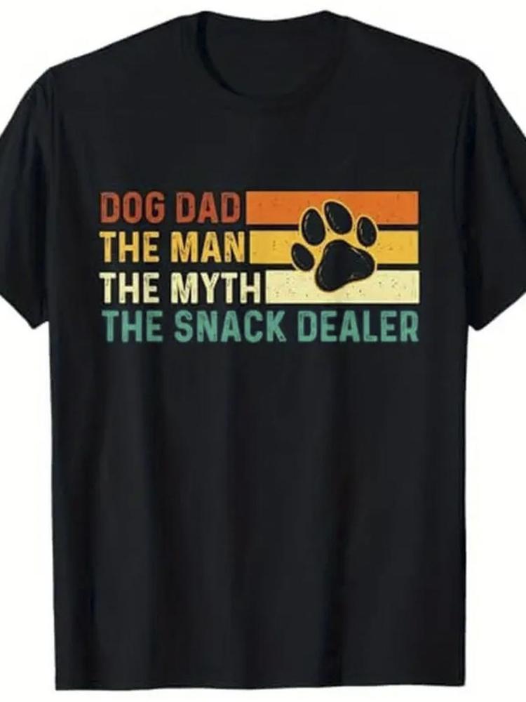 Men's casual 100% cotton short-sleeved O-neck T-shirt-printed with dog dad, dog dad shirt and g