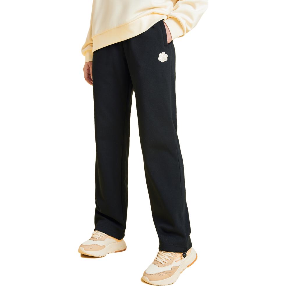 Anta Lifestyle Series Fleece Lined Warm Thick Loose Casual Knitted Sports Pants Women pants Black 962348310-4