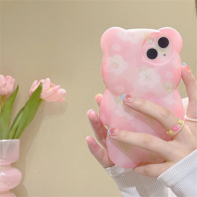 

Ins Япония милый 3d мультфильм медведь цветок чехол для телефона для Iphone 13 12 11 Pro Xs Max X Xr мультфильм животных противоударная мягкая задняя крышка For iPhone 13Pro