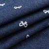 0.5m/1m/2m Low Elasticity Washed Cotton Denim Fabric Bow Print Fabric for Pants, Dresses, Bag Handmade DIY Clothing Fabrics