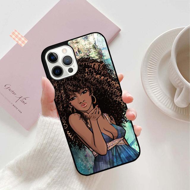 Afro Black Girl Phone Case Back Cover for iPhone 17 Air 16 15 14 13 11 12 Pro Max Plus Shell Coque