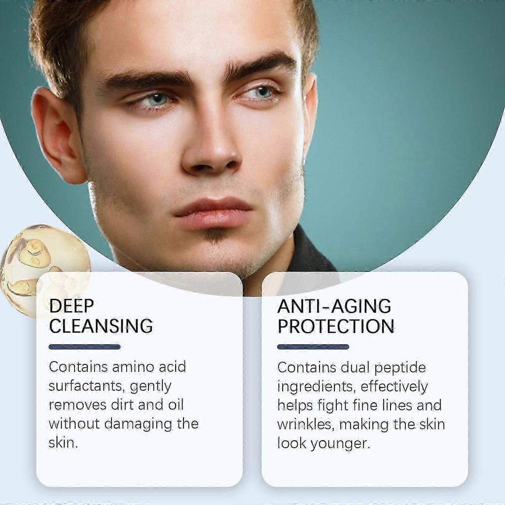 Men's Moisturizing Facial Cleanser with Hyaluronic Acid & Peptides  Gentle, Anti-Aging, Hydrating Skin Wash for All Skin Types