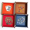 Rolling Folding Hexagon Dice Game Storage Tray PU Leather&Velvet Mat Holder Double Sided Thick Office Supplies Storage Tools