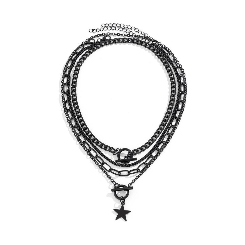 Multilayer Pendant Necklace Set Gothic Dark Hot Cool Neckchain Set New 4 Layer Necklaces  Women