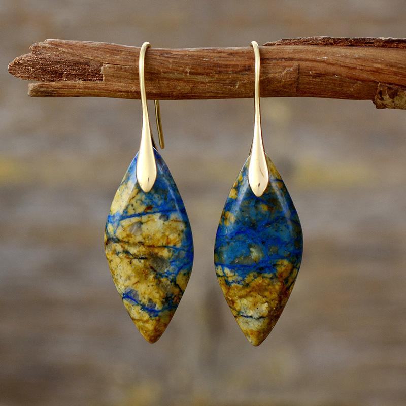 Bohemian Emperor Stone Leaf Pendant Earrings Popular Jewelry