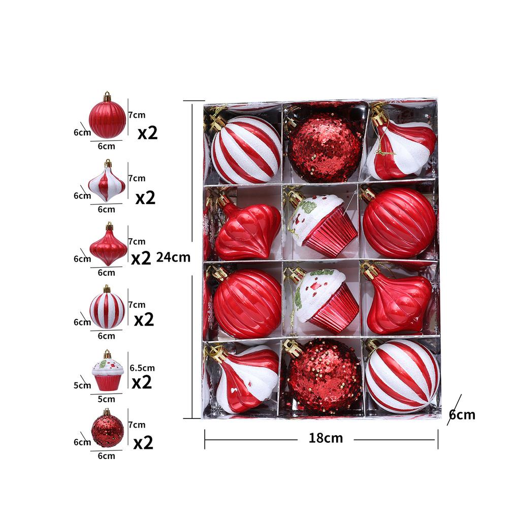 12 Pcs 2.4 Inch Christmas Ball Ornaments for Tree,Red and Green Glittering Hanging Bulbs Pendants for Christmas Tree Decorations