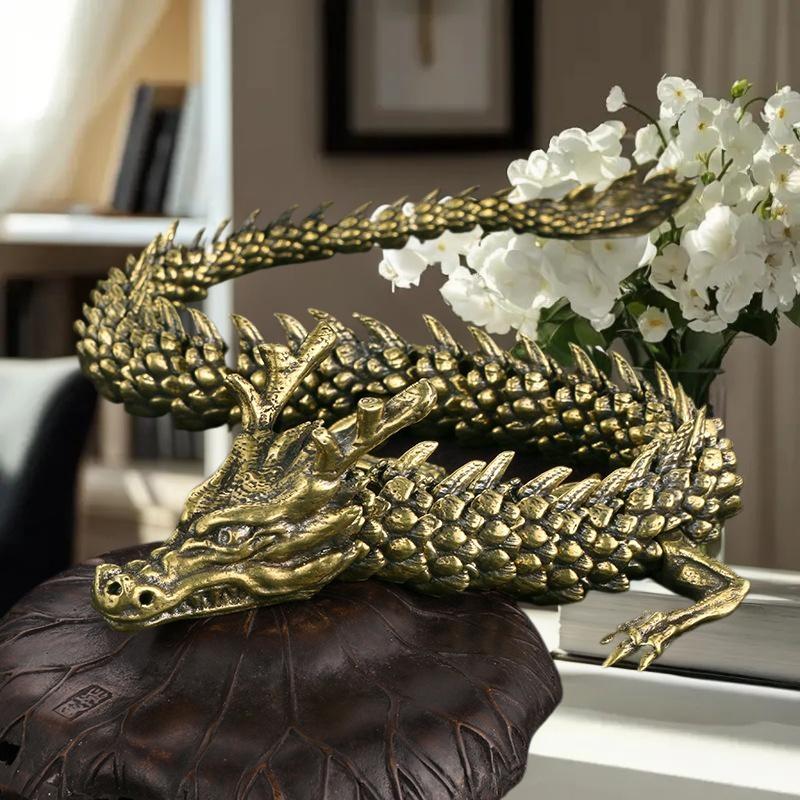 1Pcs Moveable Articulations Retro Alloy Serendipity Dragon Workplace Ornaments 3D Dragon Figure Residence Embellishment Tokens.