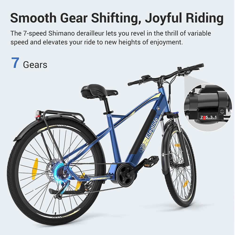 Eleglide C1 Trekking Bike with 250W Mid-Drive Motor, 27.5in Wheels, 522Wh Battery, 150km Range, Hydraulic Suspension & Hydraulic Disc Brakes (Blue)