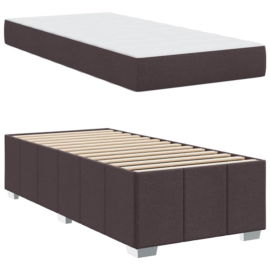 Bed Frame with Mattress Dark Brown 90 X 200 Cm Fabric