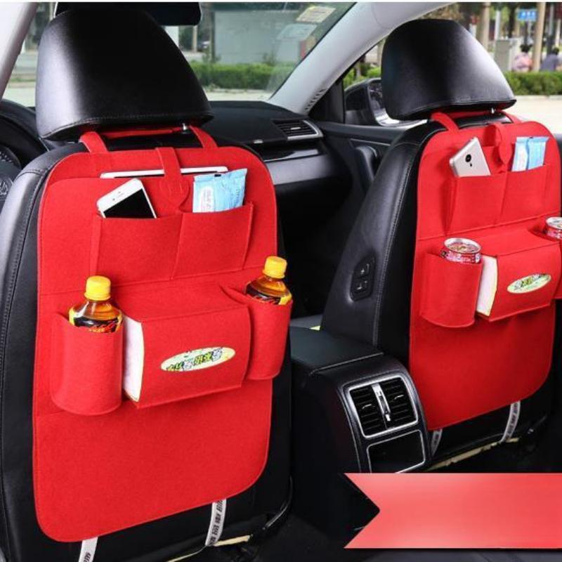 

Автомобильный органайзер для хранения на заднем сиденье, держатель для сетки для мусора, многокарманная дорожная сумка для хранения, вешалка красный