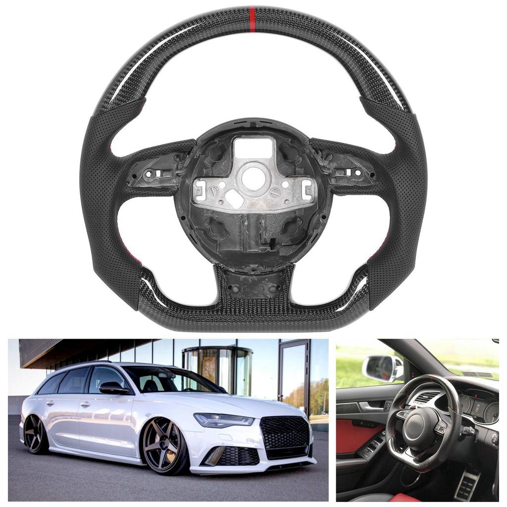 Carbon Fiber Steering Wheel Nappa Perforated Leather Fit for B8.5 RS3 RS4 RS5 RS6 RS7 2013-2016