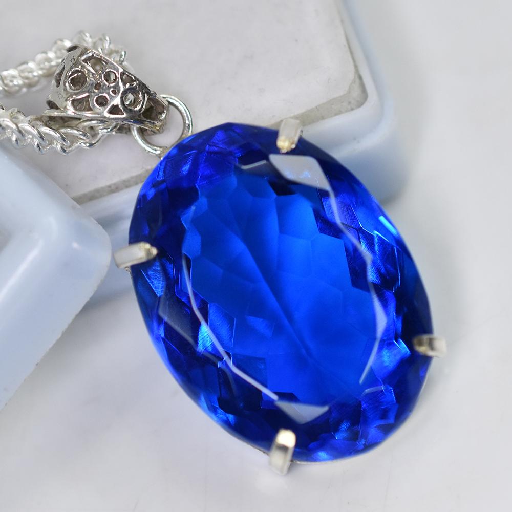 Natural Blue Topaz Pendant Oval Cut 93.40 Ct Unique Pendant Gemstone Certified My-pd-129-k