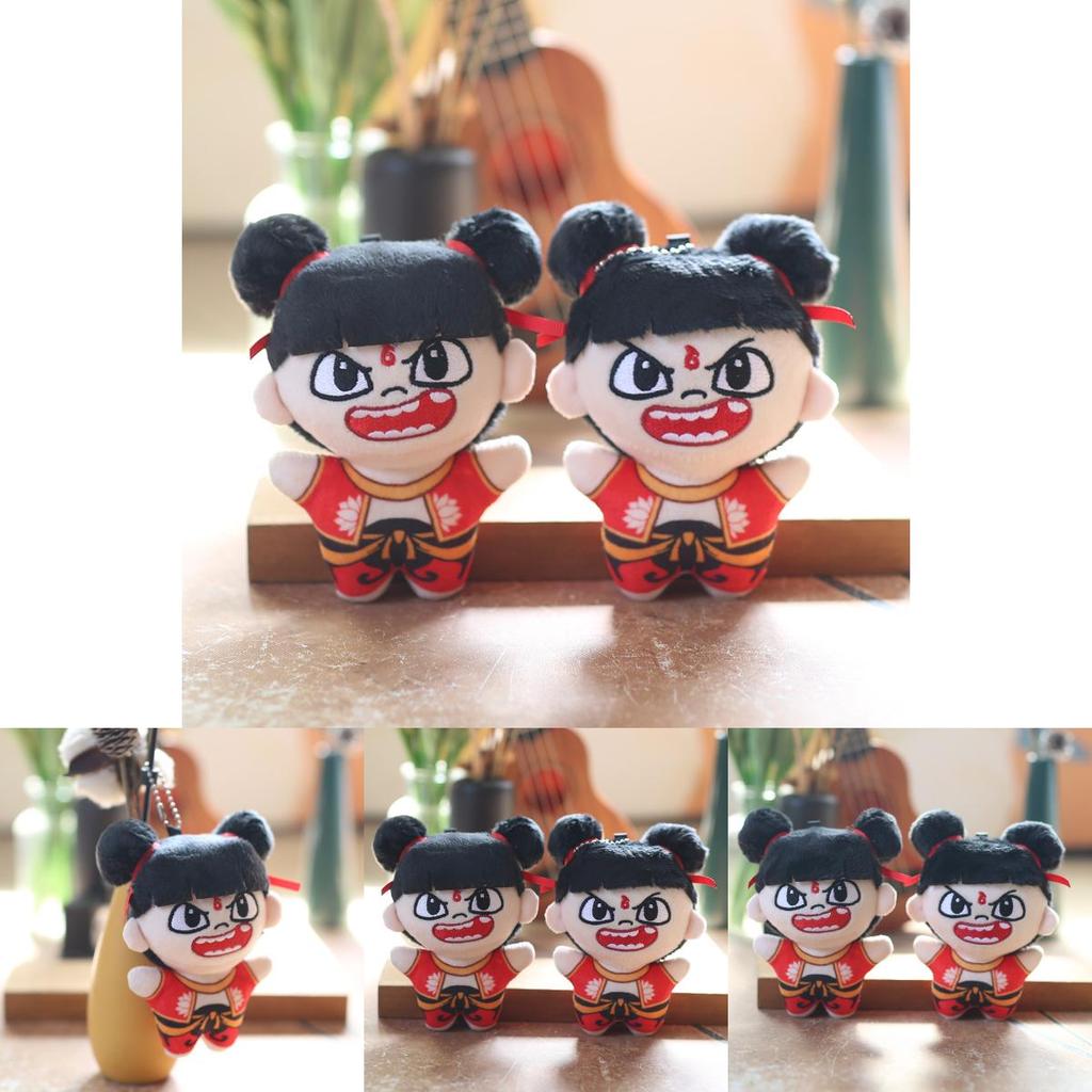 Nezha Plush Toy Keychain Pp Cotton Stuffed Doll Backpack Charm Gift For Kids Teens