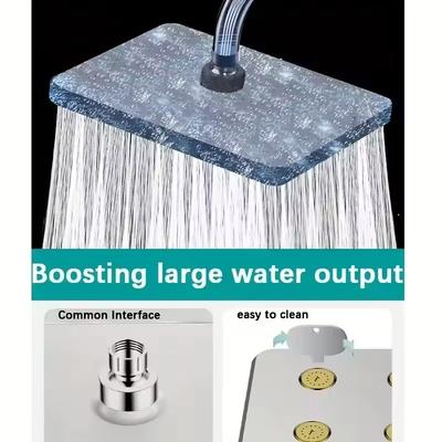 Aufgewerteter 1 Stück Badezimmer Hochdruck Duschkopf, Silberne Beschichtung/schwarz Quadratisch Großer Durchfluss Deckenmontiert Supercharge Duschkopf