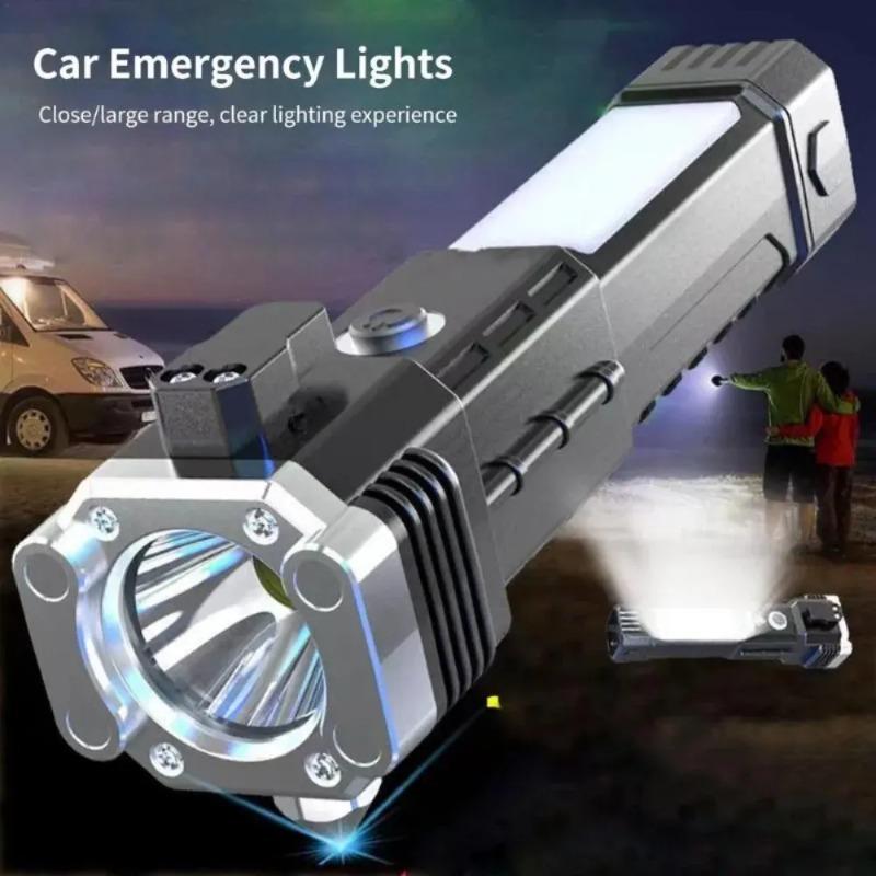 From Roadside Crisis to Power Outage – Be Ready!  4-in-1 Safety Hammer with Built-in Light & Charger – Don't Drive Without It.