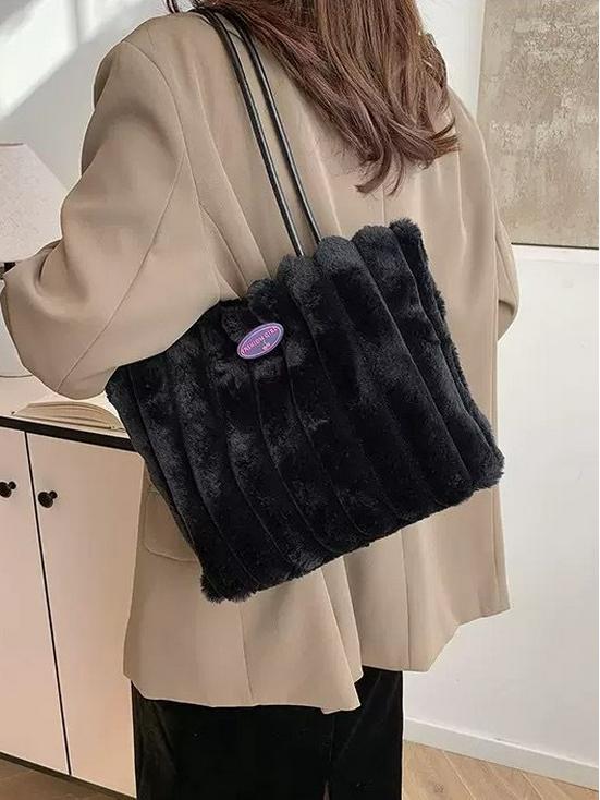 Women's Large Capacity Furry Tote Bag - Versatile Cross-Border Commuter Handbag