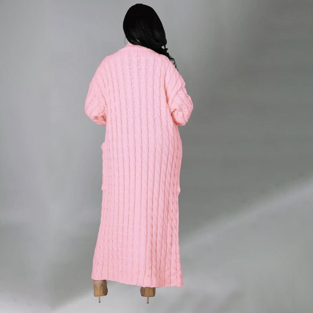 2025 New Women's Fashion Long Sleeve Pocket Cardigan – Autumn/Winter Pure Color Sweater