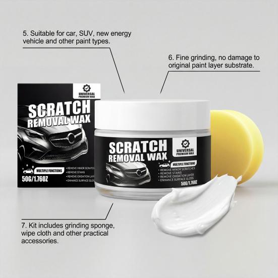 Car Scratch Remover Paste Polishing Compound for Minor Scratches & Swirl Marks Restores Paint Gloss DIY Car Scratch Repair Kit