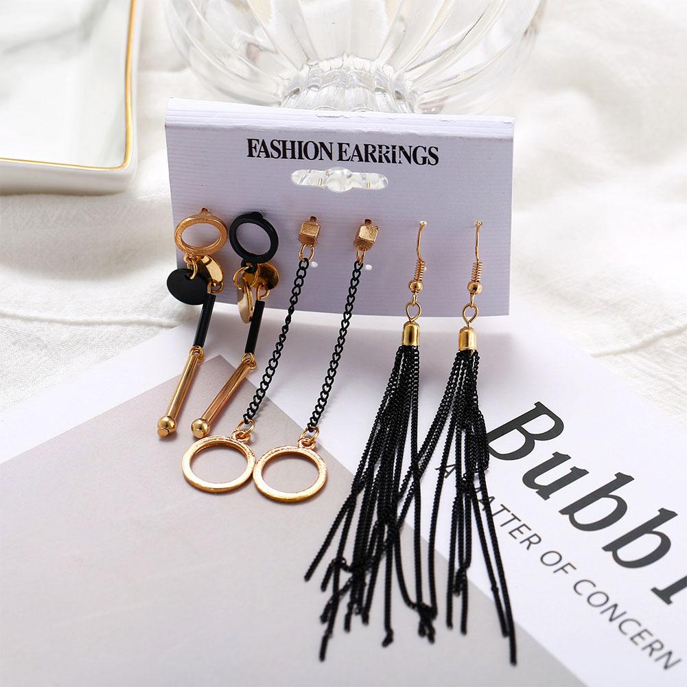 4 Pairs Women Fashion Irregular Fringed Earrings Set