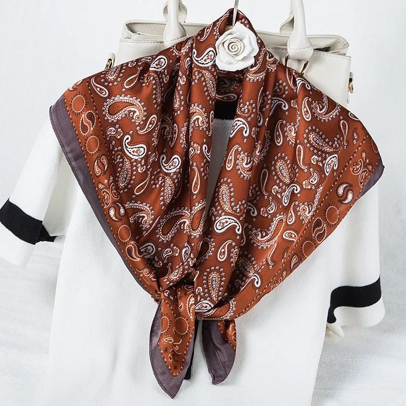 Fashion Paisley Print Kerchief Women Hair Scarf Silk Headband Bandana Head Scarves Female 70*70cm Square Hijab Scarfs For Ladies