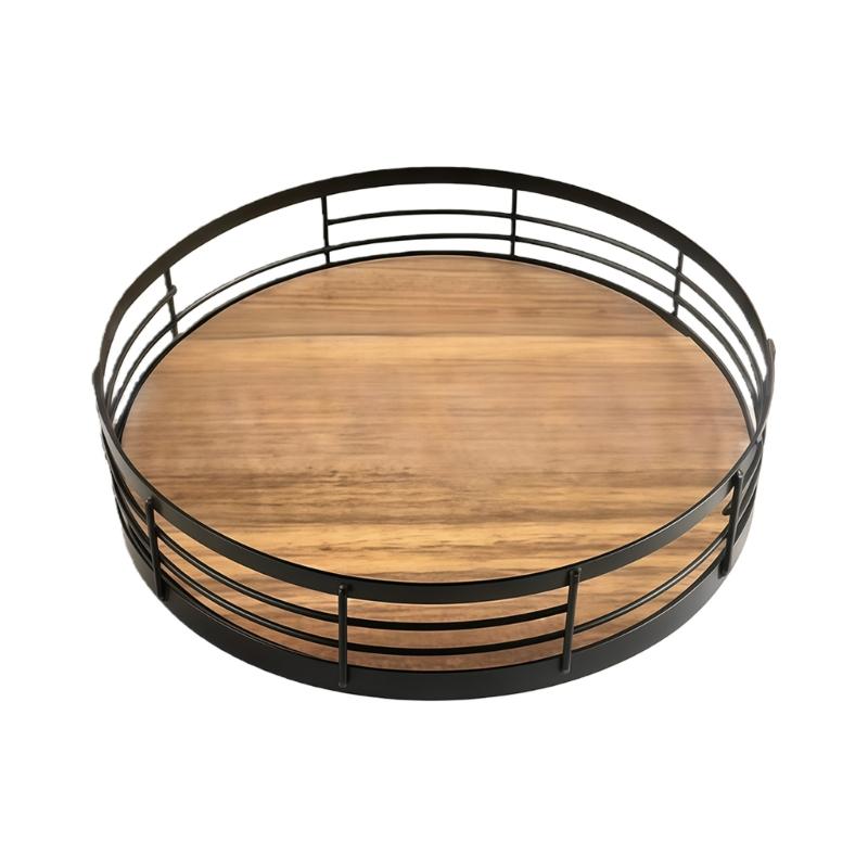 

Natural Wood Round Rotating Tray Healthy Kitchen Storage for Decoration Plant Safe Use 1