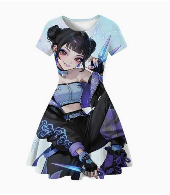 3D Printed K-POP Demon Hunter Princess Party Dress for Girls