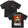Anime My Hero Academia Bakugou Katsuki Washed T Shirts Men's Women Clothing Fashion Vintage Short Sleeve Oversized T-shirts Tops